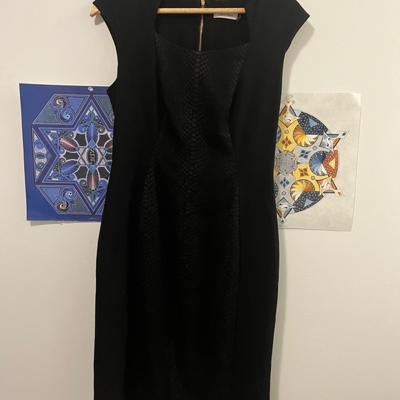 Anne Klein Black Cocktail Dress with Snakeskin Trim - Picture 10 of 12